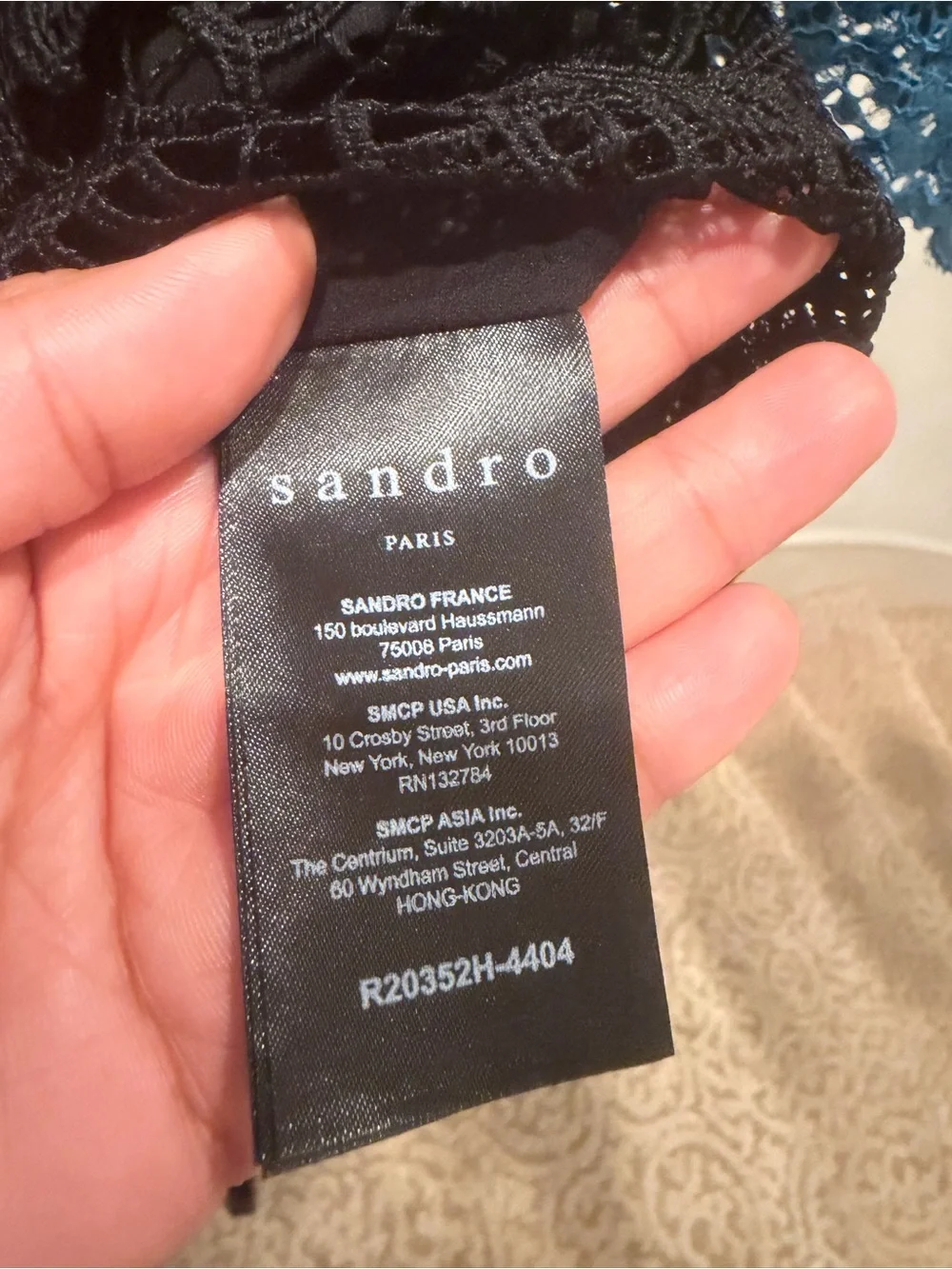 Sandro Belladone Petrol Lace  3/4-Sleeve Dress SIZE 36 / SIZE 2